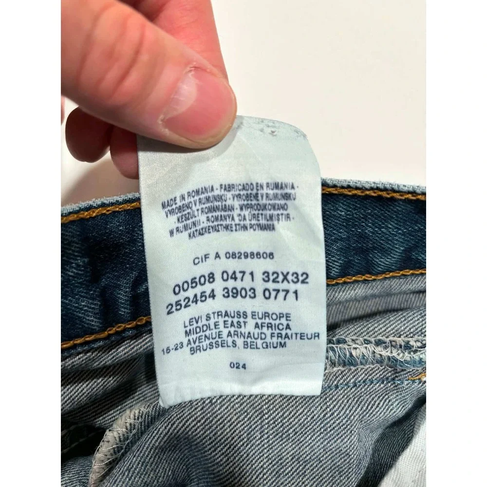 Levis‎ 508 Regular Taper Jeans Mens 32x32 Medium Wash Distressed Blue Denim